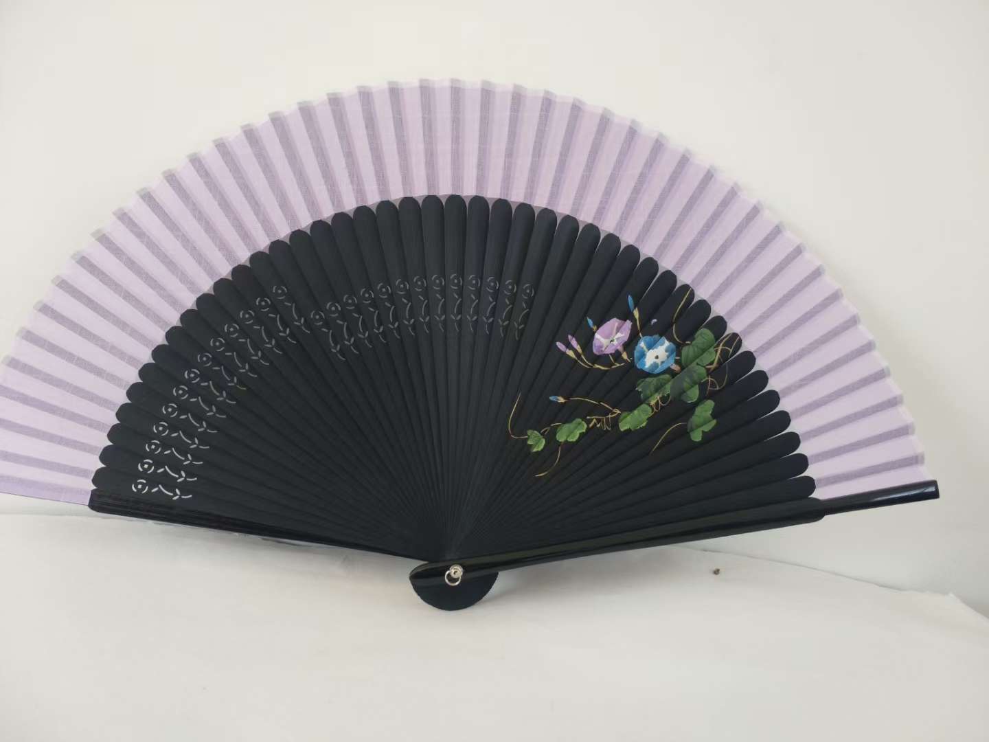 女士竹节棉手绘大排扇夏日便携折扇日式汉服旗袍走秀折扇中国古风礼品扇竹制棉布扇头青舞蹈扇 详情图9