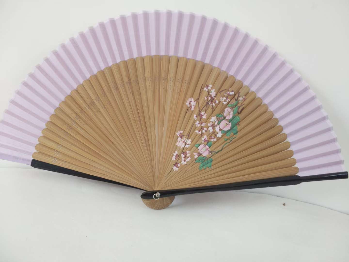 女士竹节棉手绘大排扇夏日便携折扇日式汉服旗袍走秀折扇中国古风礼品扇竹制棉布扇头青舞蹈扇 详情图5