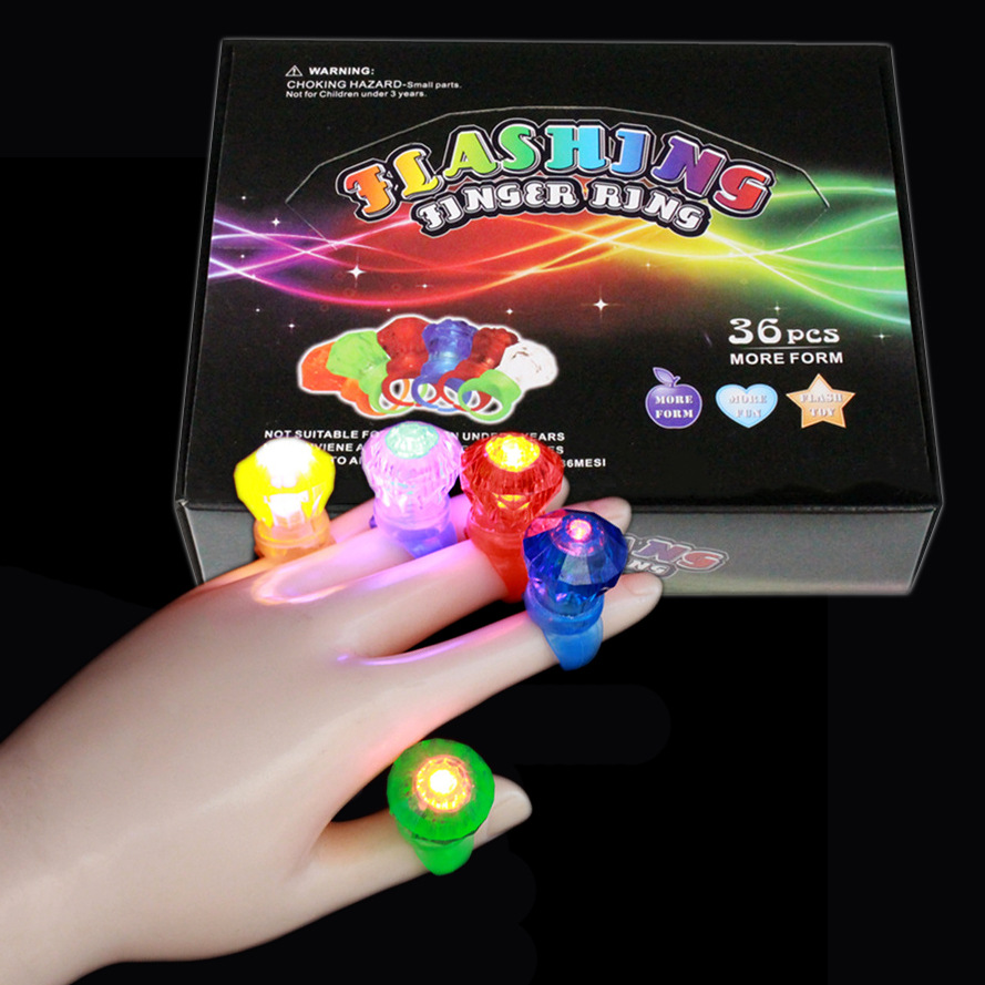 亚马逊热卖36pc盒装发光小钻石戒指灯套餐闪光儿童玩具圣诞节礼品图