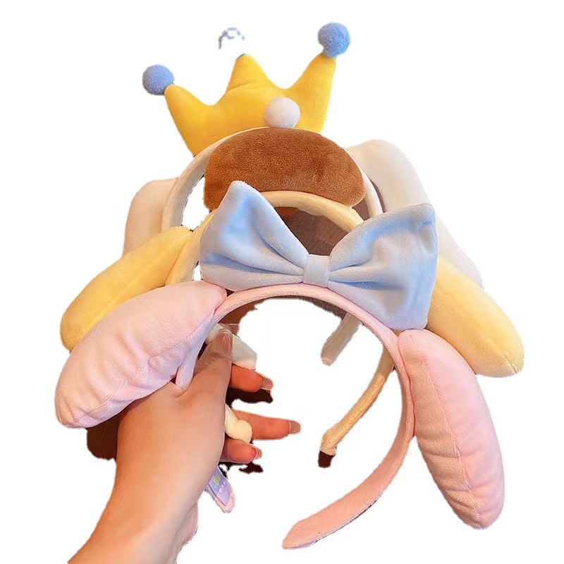 狗耳朵黄冠可爱玉桂狗小朋友发箍蝴蝶结布丁狗发箍女学生洗脸化妆时尚新款厂家直销量大便宜详情图6