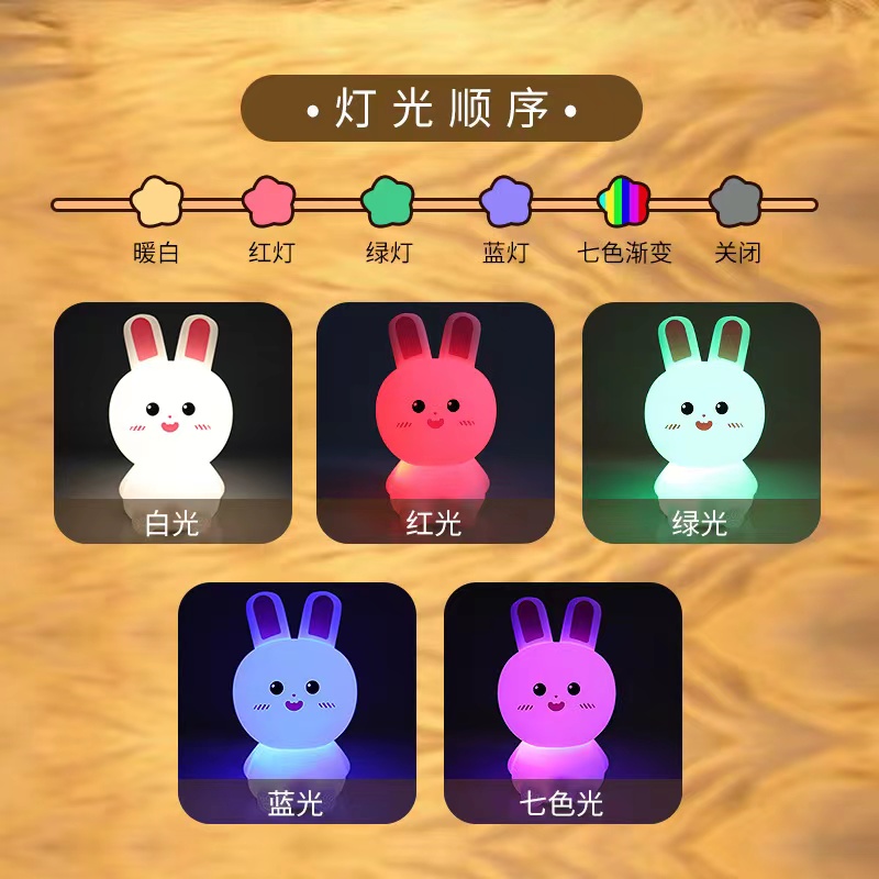 New rabbit night light cartoon cute pet, adorable children's silicone night light Application Scenario