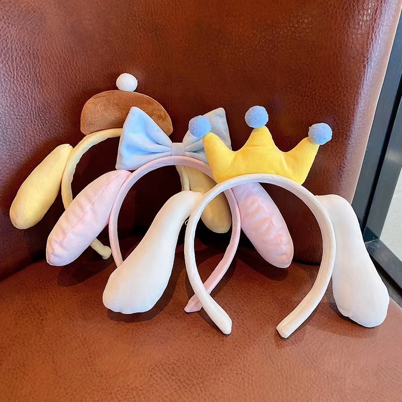 狗耳朵黄冠可爱玉桂狗小朋友发箍蝴蝶结布丁狗发箍女学生洗脸化妆时尚新款厂家直销量大便宜图
