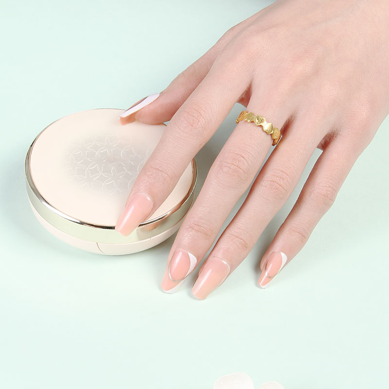 New short ballet nail finished product, wearable nail gentle gold edge onion powder in stock, direct sales from the nail factory, cross-border foreign trade bestseller details Picture