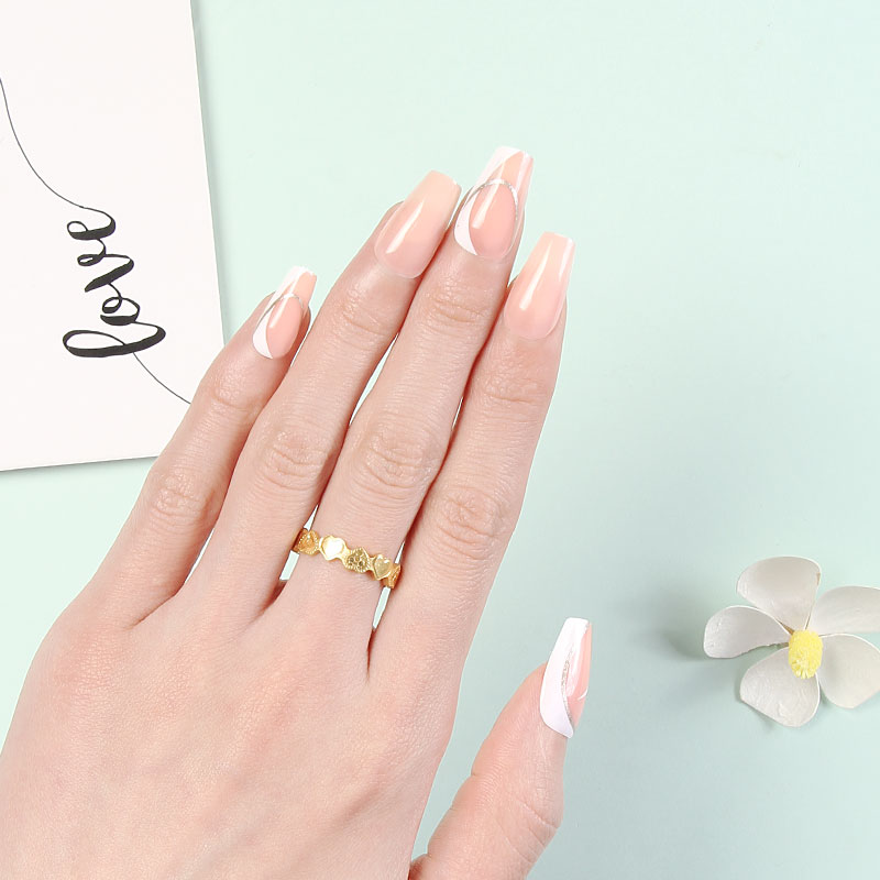 New short ballet nail finished product, wearable nail gentle gold edge onion powder in stock, direct sales from the nail factory, cross-border foreign trade bestseller Specification image