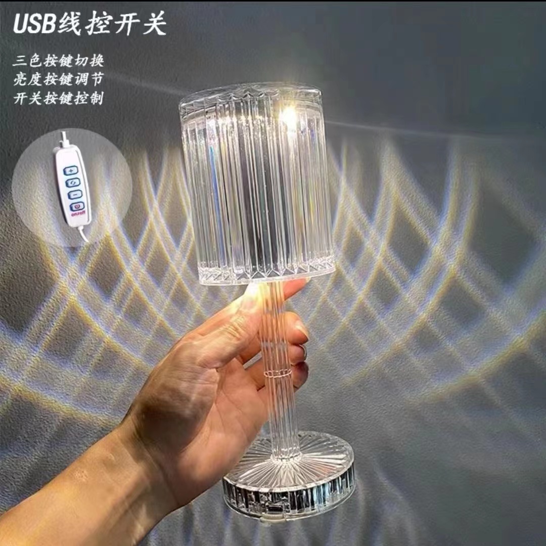 玫瑰水晶台灯白底实物图