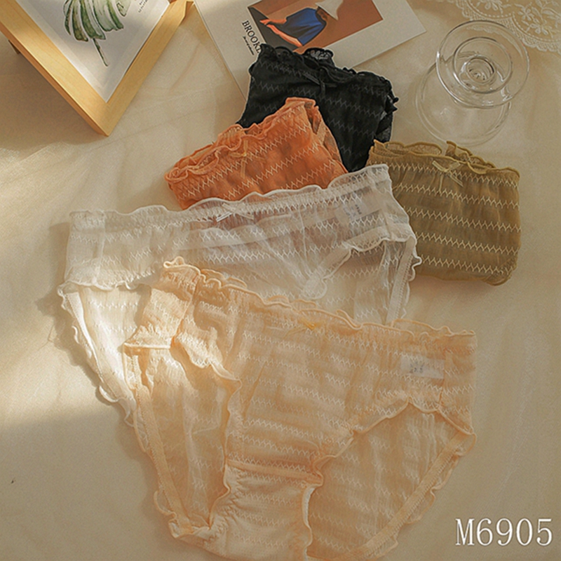 The Mystery of the Magic Box wave-patterned, cute, breathable, comfortable, thin mid-waist bow triangle underwear Specification image