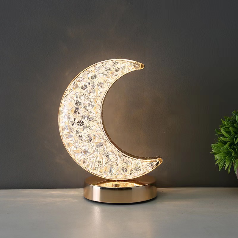 Table lamp, star and moon table lamp, ambient light, simple modern, light luxury, touch decoration, night light Specification image