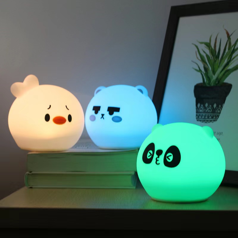 萌小熊硅胶LED小夜灯创意七彩动物台灯