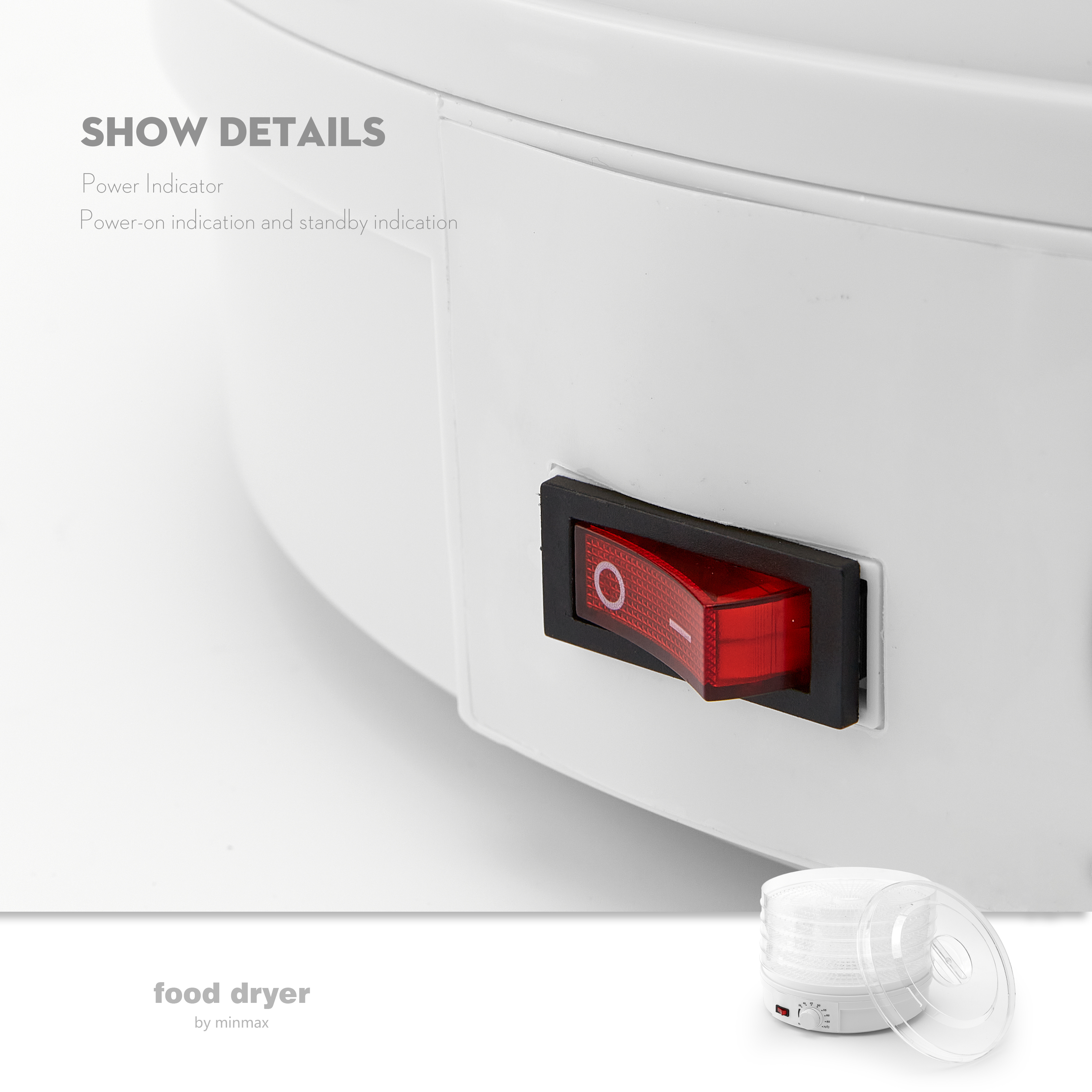 minMAX fruit dryer, food dehydration and air dryer, household fruit, vegetable, meat, medicinal herb, yogurt drying, cross-border foreign trade 770 Specification image