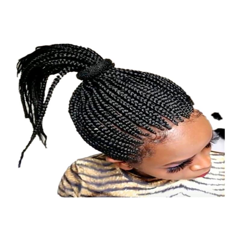 Trenzas africanas pelucas pelucas europeas y americanas señoras pelo corto pelo elástico malla de fibra química headset Box Braid wig Item Picture