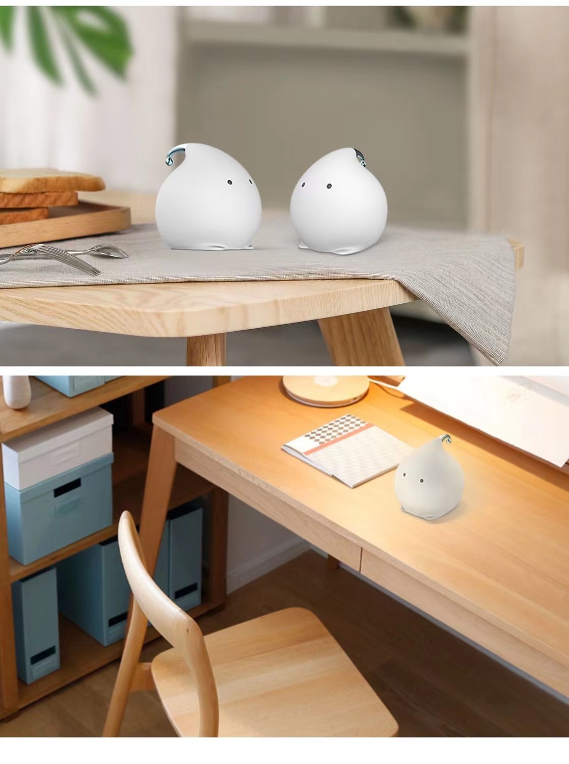 Hot-selling water Spirit silicone night light for sleeping, cute and creative children, USB charging, bedroom bedside patting light Item Picture