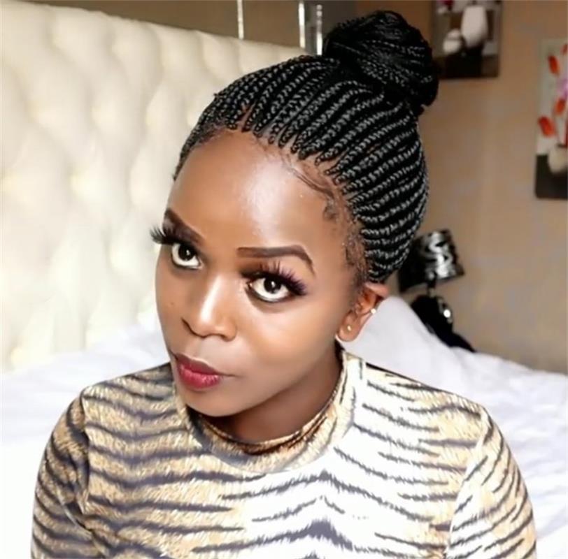 Trenzas africanas pelucas pelucas europeas y americanas señoras pelo corto pelo elástico malla de fibra química headset Box Braid wig