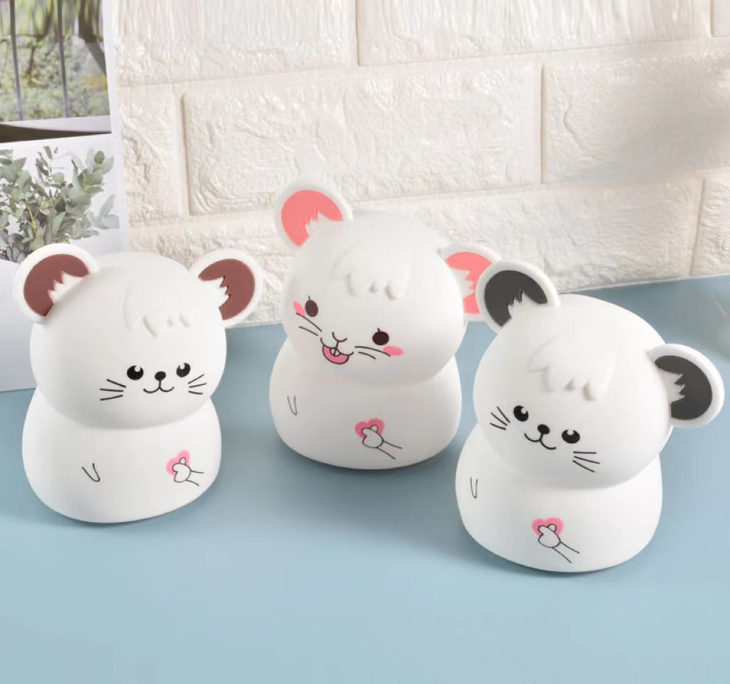 Best-selling cute mouse night light USB charging bedroom sensor eye-protecting LED silicone patting light details Picture