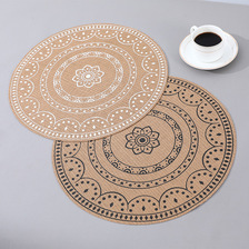 北欧圆形仿麻餐垫西餐垫咖啡垫隔热垫餐桌餐布垫防油