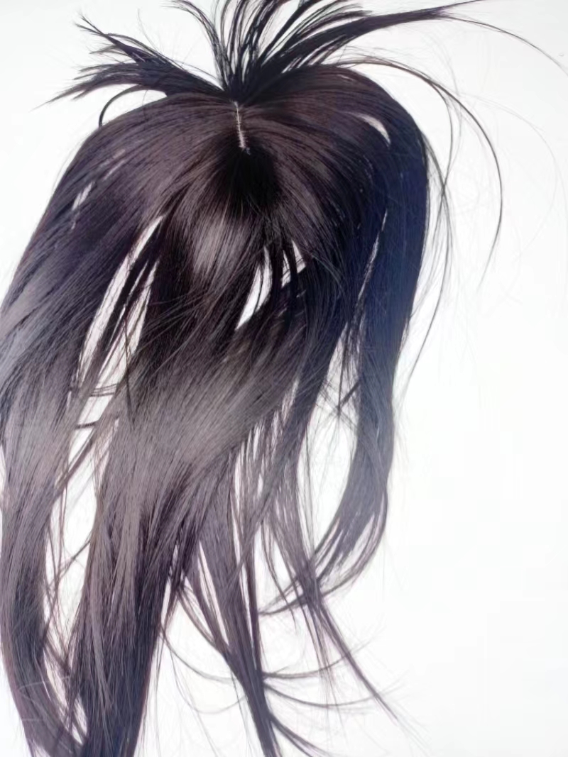 New hair fiber wig head cover for medium-length straight hair blackening is in stock at the factory Specification image