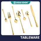 sole cook传统工艺精美SC-801镀全金系列不锈钢牛排刀叉勺餐具套装 酒店西餐具刀叉勺子套装