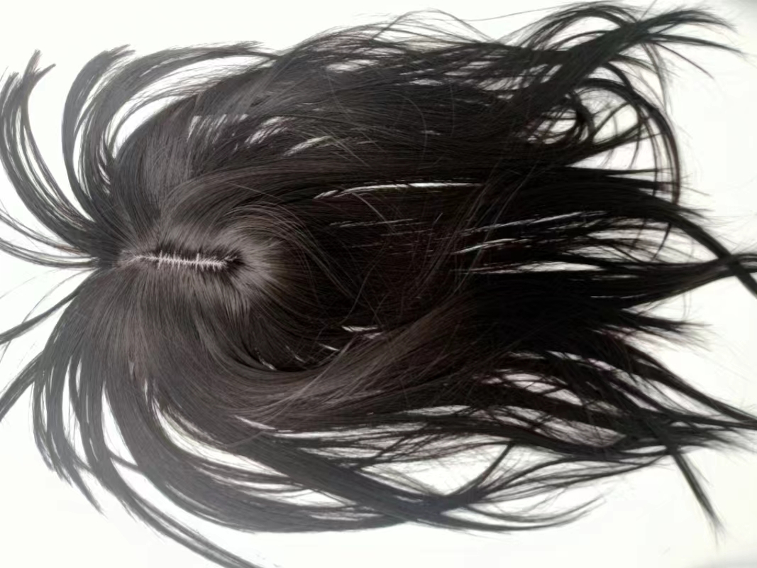 New hair fiber wig head cover for medium-length straight hair blackening is in stock at the factory details Picture
