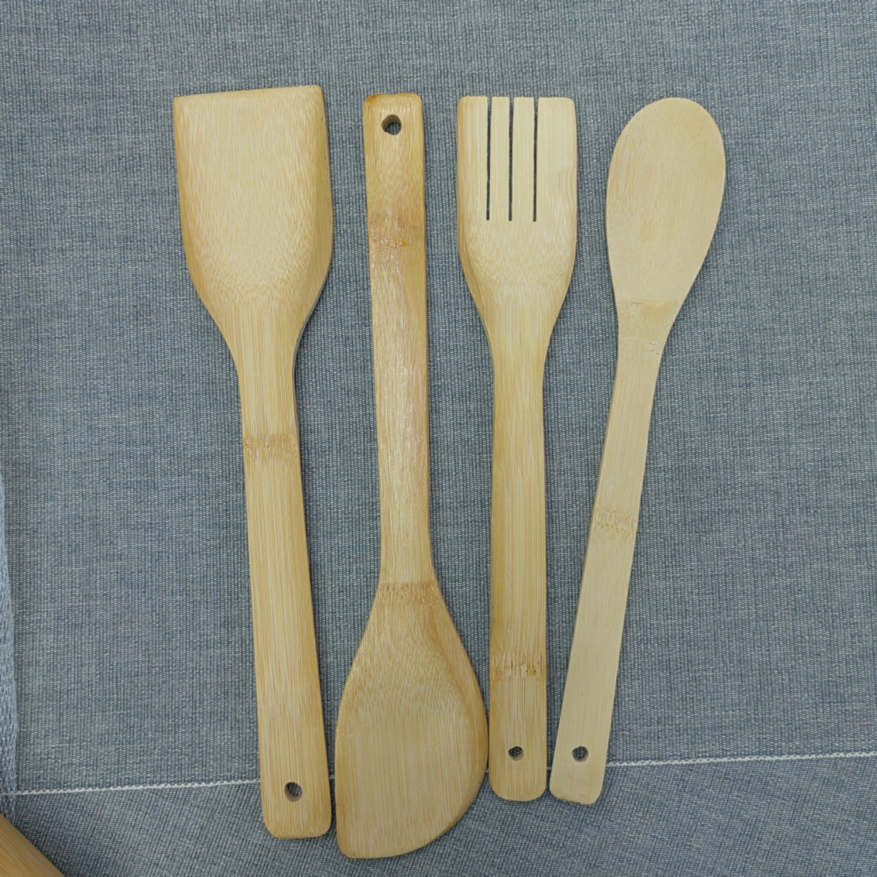 Jiehao Bamboo and Wood Bamboo Five-piece Set, Bamboo spatula five-piece set, bamboo pot spatula, non-stick pan spatula, bamboo spoon, bamboo rice spoon, bamboo strainer, bamboo rice spoon details Picture