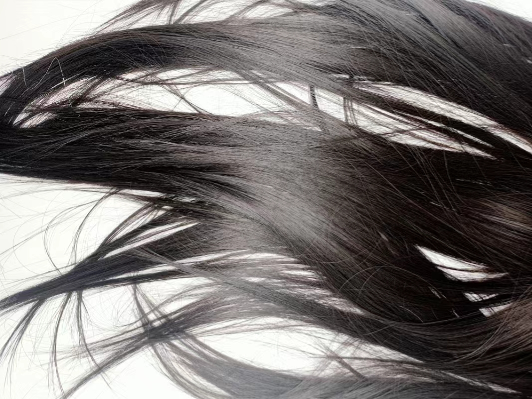 New hair fiber wig head cover for medium-length straight hair blackening is in stock at the factory Item Picture