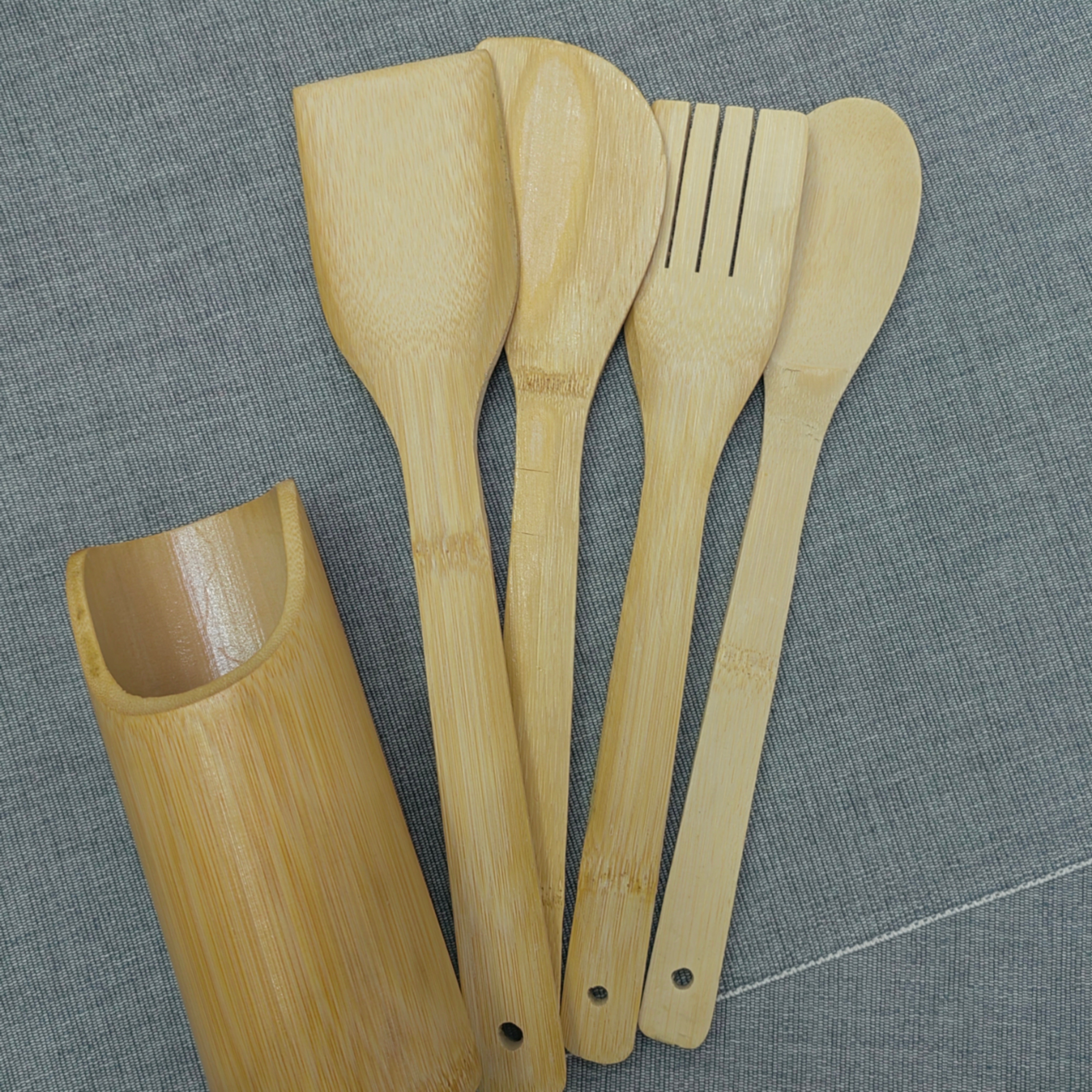 Jiehao Bamboo and Wood Bamboo Five-piece Set, Bamboo spatula five-piece set, bamboo pot spatula, non-stick pan spatula, bamboo spoon, bamboo rice spoon, bamboo strainer, bamboo rice spoon