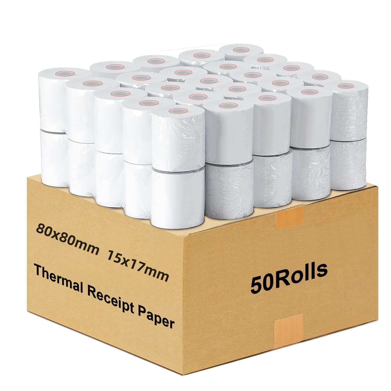80x80mm cash register paper, 50 rolls of thermal printing paper, receipt paper, thermal cash register paper, cash register paper, bill cash register paper, thermal cash register paper, POS machine receipt paper details Picture