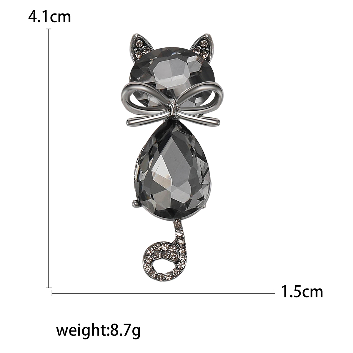 Factory direct sales of creative and light luxury new best-selling water diamond glass cat stainless steel brooch, anti-glare, light luxury creative retro brooch, simple and fashionable accessory pin Application Scenario