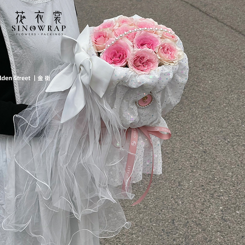 花衣裳新款/蝴蝶结蓬蓬纱/头纱鲜花细节图