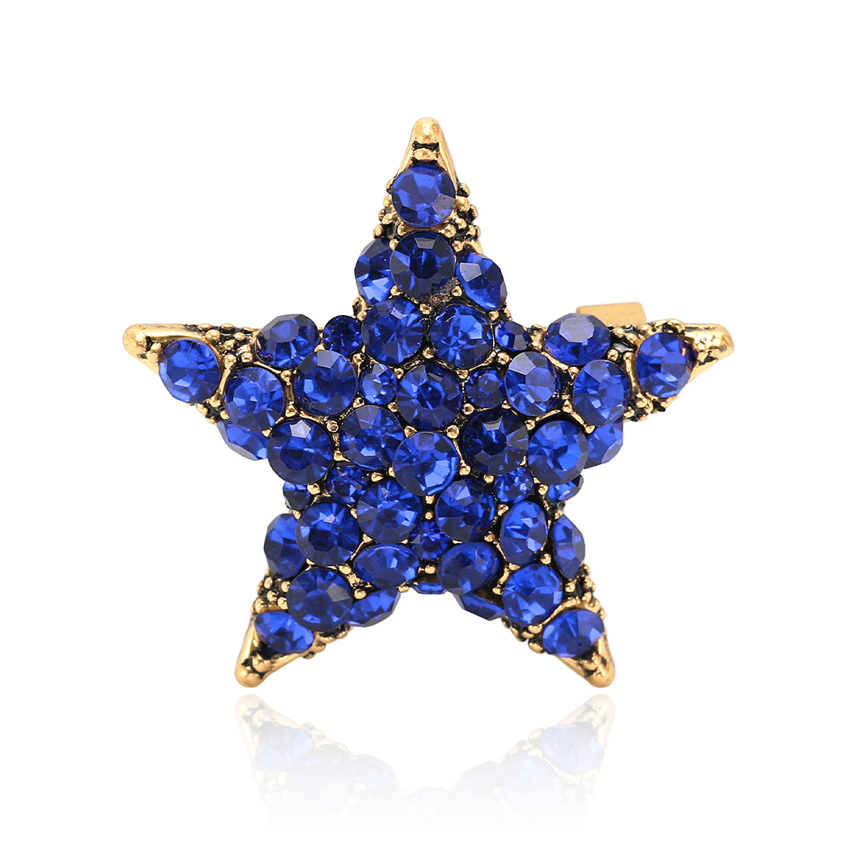 Factory direct sales, creative and light luxury new best-selling water diamond five-pointed star stainless steel brooch, anti-glare, light luxury creative retro brooch, simple and fashionable accessory pin Item Picture