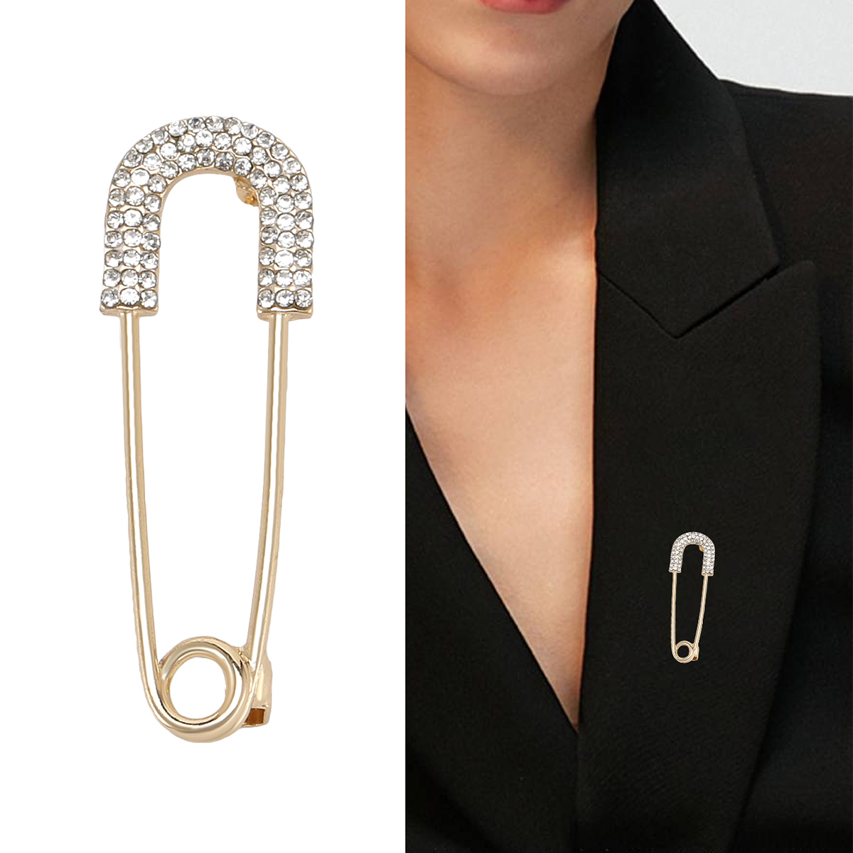 Factory direct sales of creative and light luxury new best-selling water diamond large brooch, stainless steel brooch, anti-glare, light luxury creative retro brooch, simple and fashionable accessory brooch