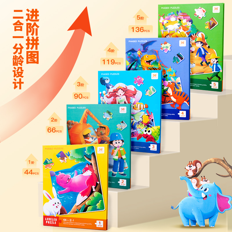 儿童0-3-6岁益智进阶拼图启蒙教育幼儿园男女孩拼图玩具