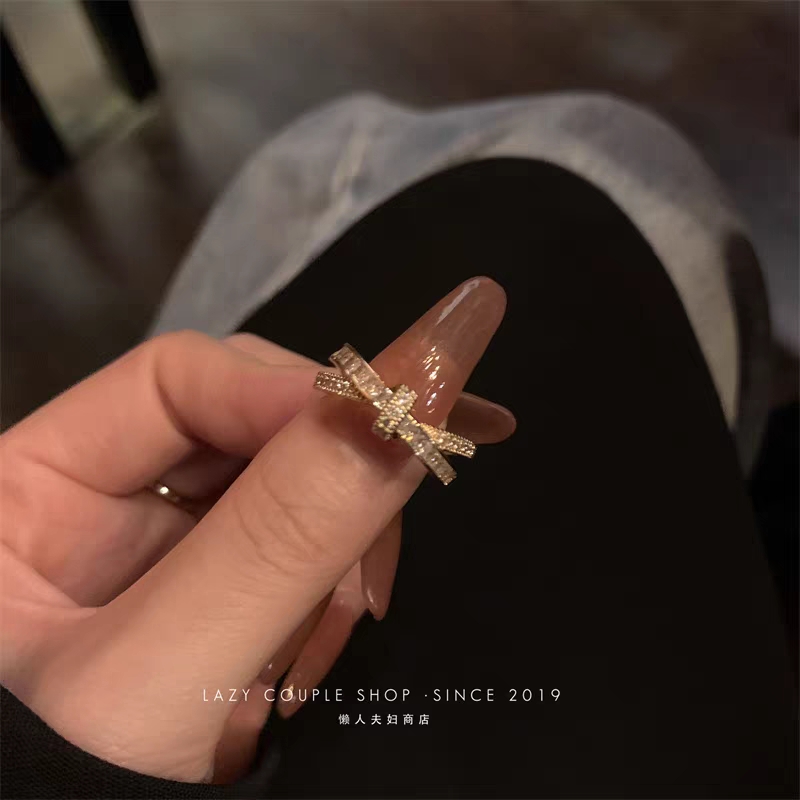 Xin 'ai Lian -202 Copper-Plated Real Gold Cross Niche Design Ring