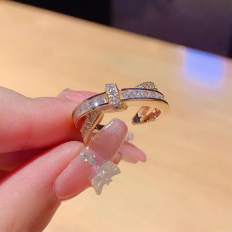 Xin 'ai Lian -202 Copper-Plated Real Gold Cross Niche Design Ring detail image 4
