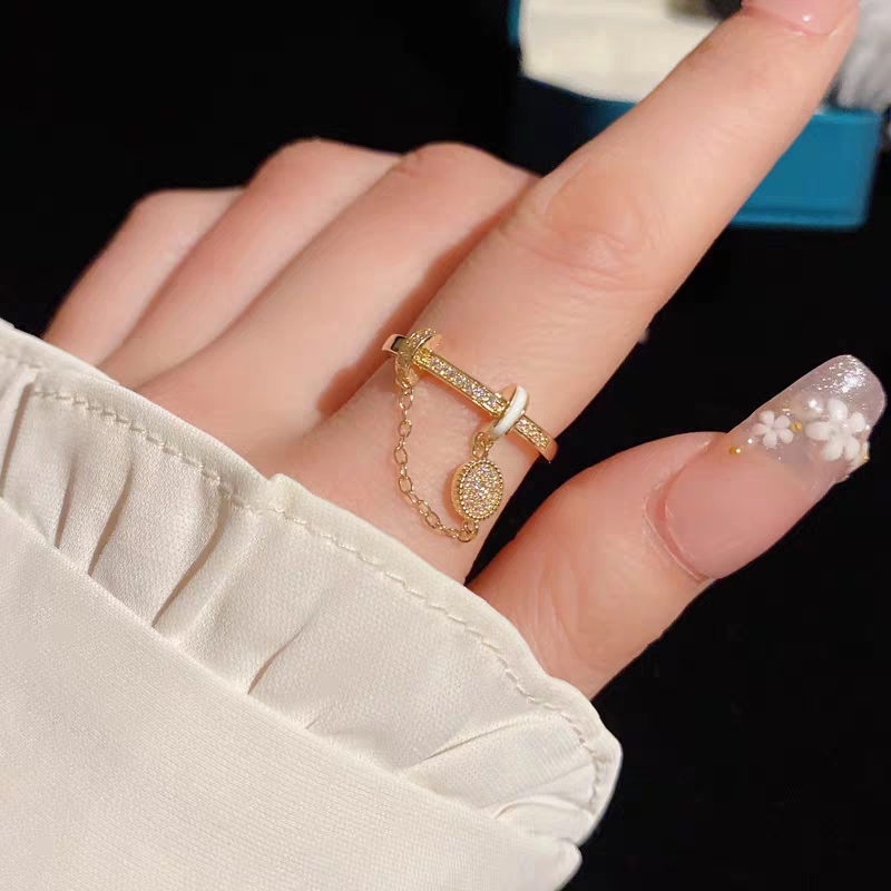 Xin 'ai Lian -200 copper-plated Real Gold pendant ring, a niche design ring detail image 5