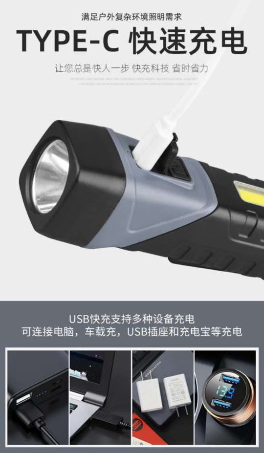 Foldable rechargeable flashlight with strong magnetic field. You will definitely regret it if you don't buy it! detail image 4