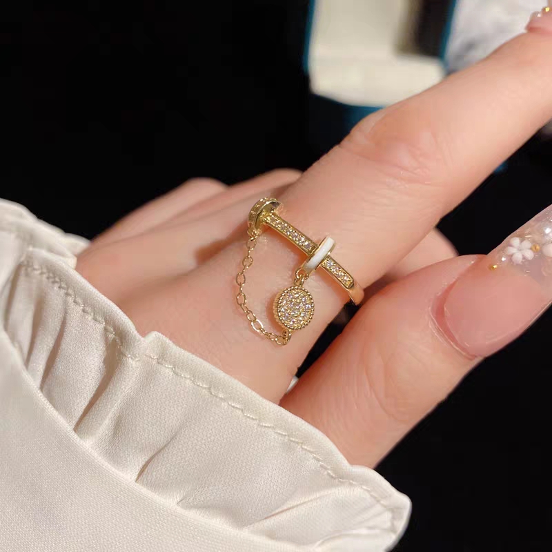 Xin 'ai Lian -200 copper-plated Real Gold pendant ring, a niche design ring detail image 3