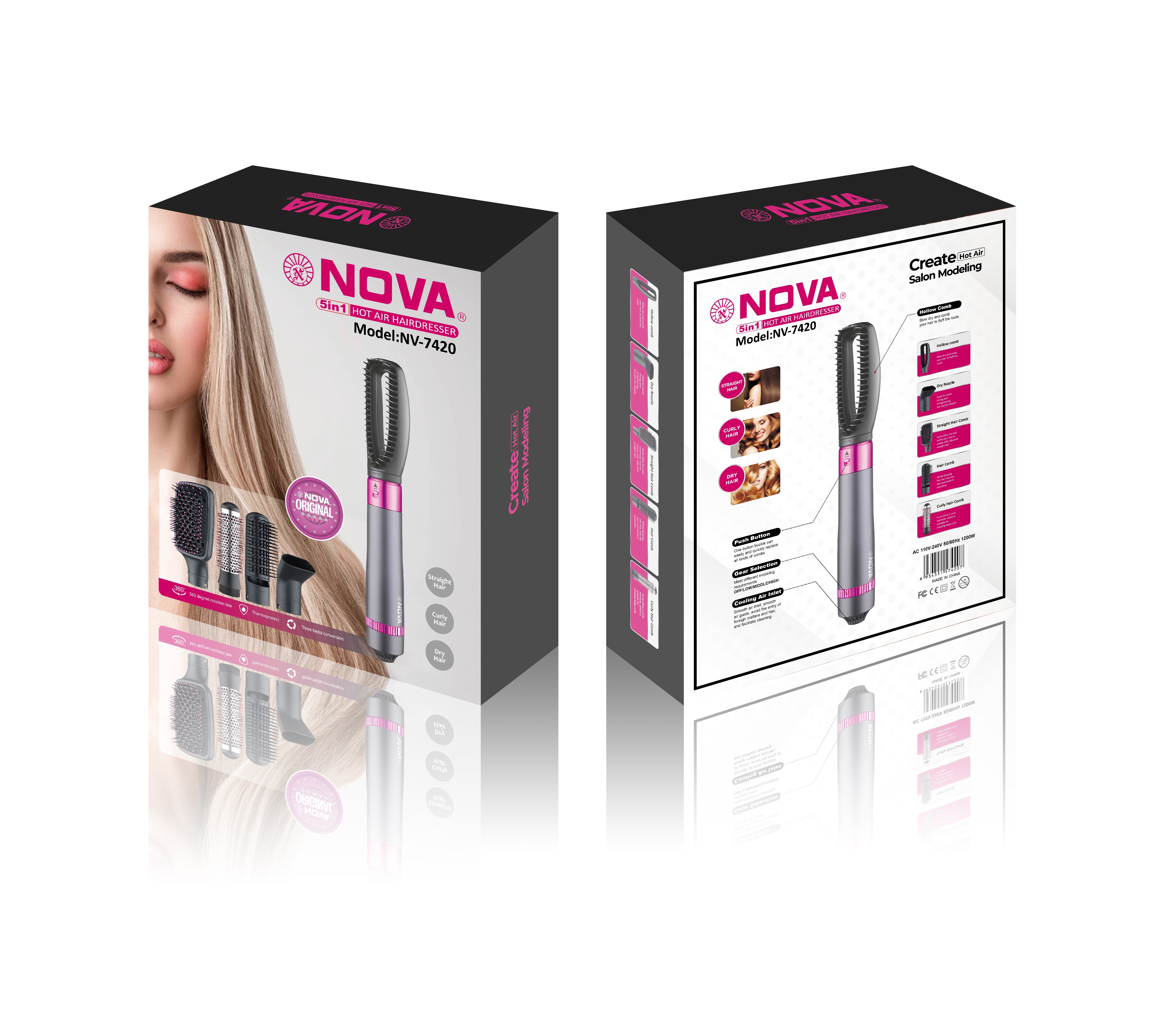 مجموعة مجفف شعر من طراز NV-7420 مع مجفف شعر
