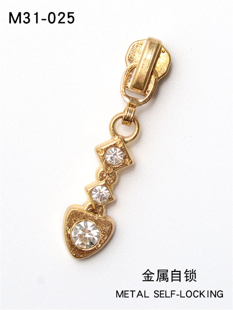 5#尼龙心型点钻花样片拉链头箱包鞋服被套拉链头批发定制