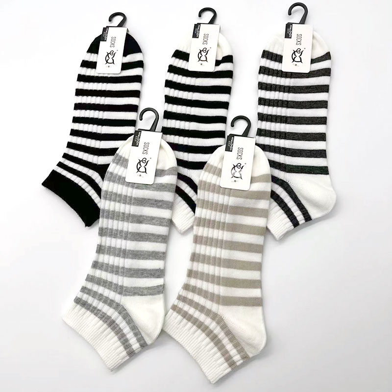 ：/男士船袜/精梳棉条纹/学院风短筒/学生袜子/喜朗登春夏季细节图