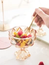 Light luxury yellow glass cup, ice cream cup, Popsicle cup, fruit dessert salad cup, thickened breakfast cup, seven o 'clock life amber details Picture