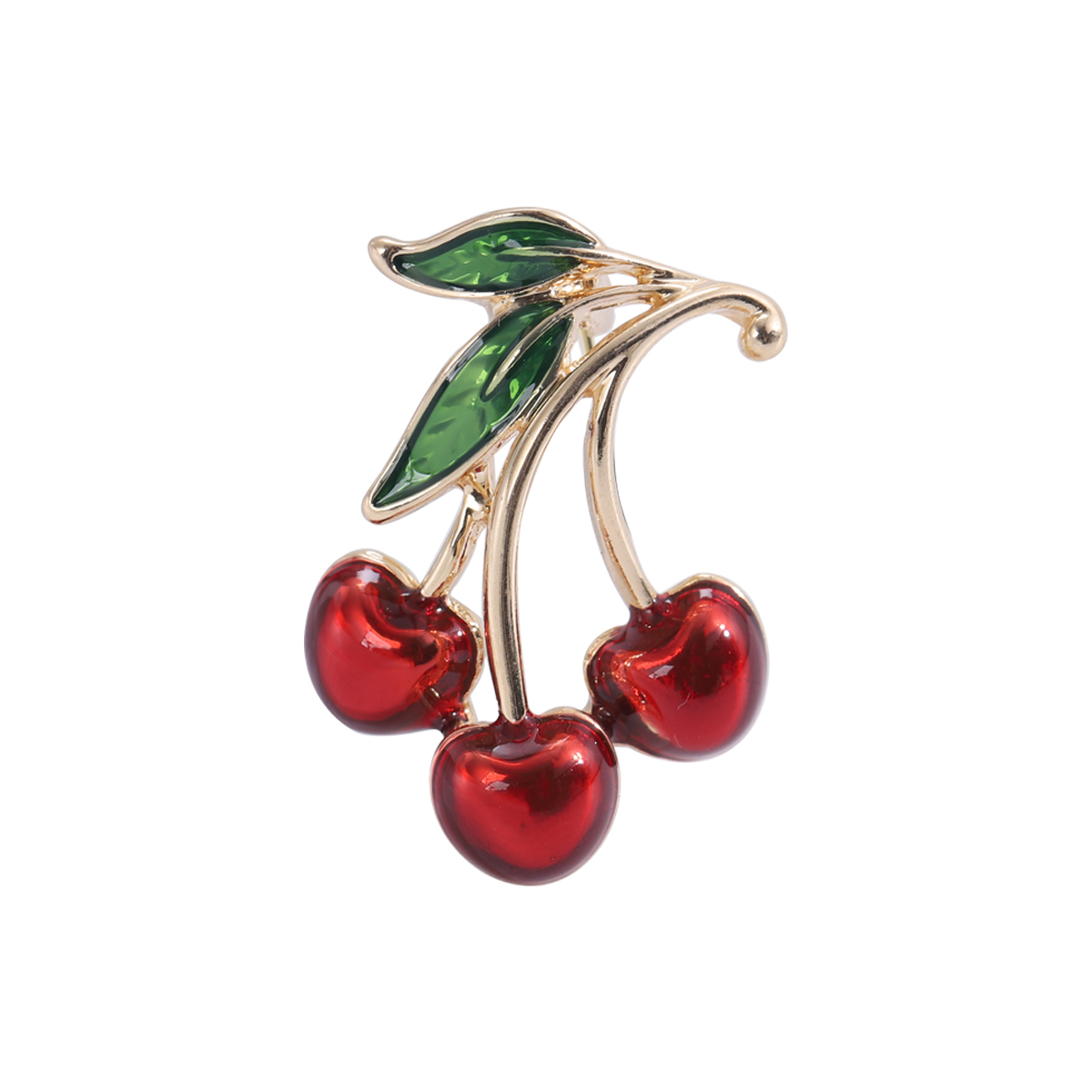 Factory direct sales, creative and light luxury new best-selling water diamond oil drip cherry stainless steel brooch, anti-leakage, light luxury creative retro brooch, simple and fashionable accessory pin Item Picture