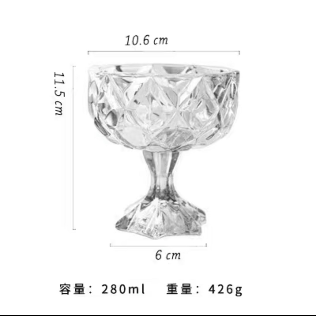 Light Luxury Yellow Glass Ice Cream Cup Ice Cream Cup Fruit Dessert Salad Cup Thickened Breakfast Cup Seven Life Transparent undefined