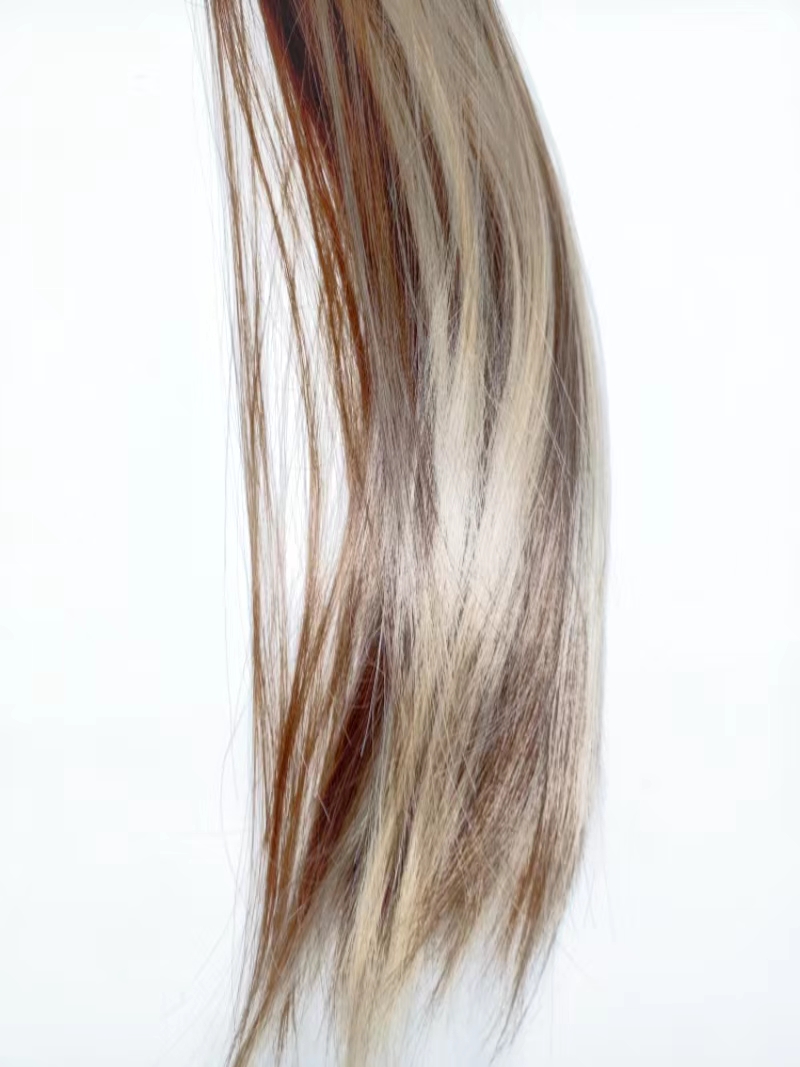 Peluca multicolor mujer pelo largo manchas gradiente invisible natural una pieza cabello recto corto extensiones colgantes orejas tintes Specification image