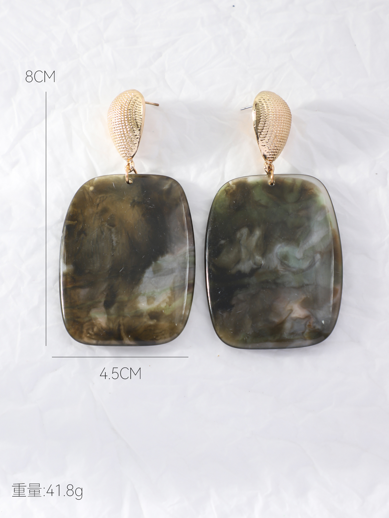 New large resin earrings, personalized star street style long board texture earrings, exaggerated European and American brand earrings Item Picture