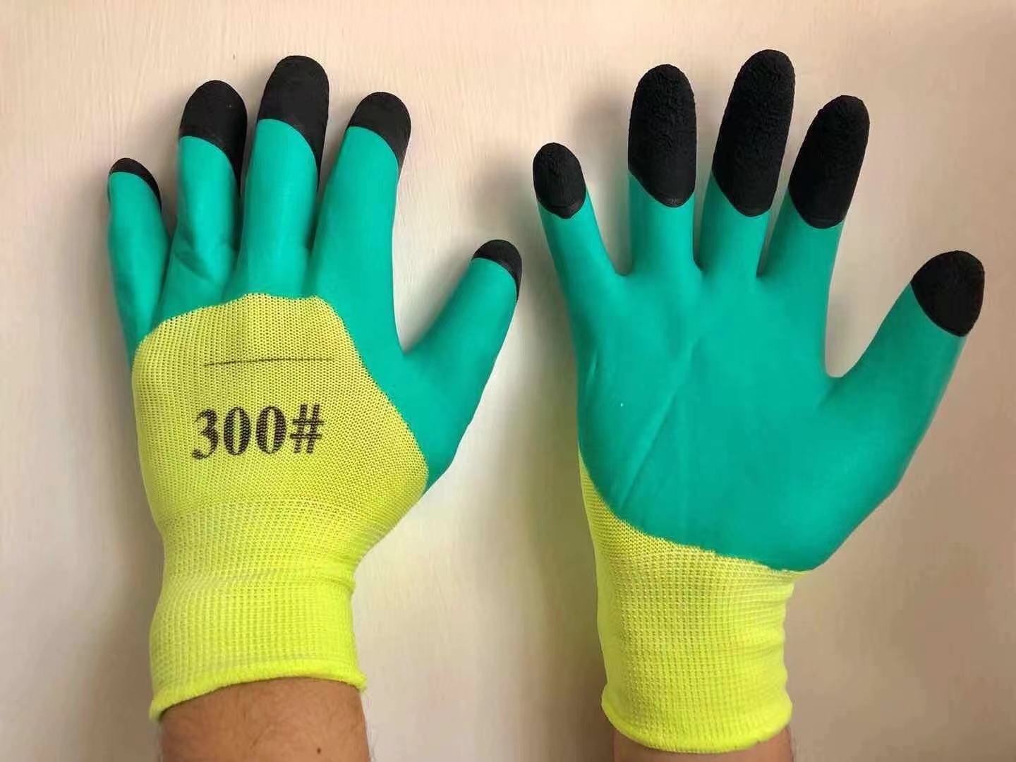 13十三针尼龙透气王加强指手套耐磨浸胶手套涂胶乳胶劳保手套38g