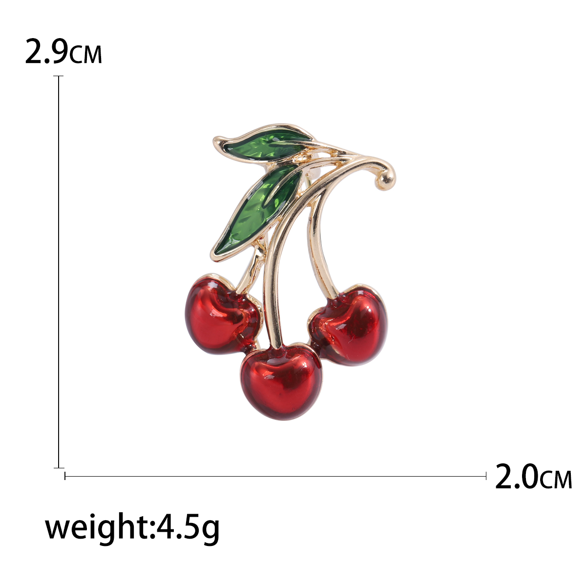 Factory direct sales, creative and light luxury new best-selling water diamond oil drip cherry stainless steel brooch, anti-leakage, light luxury creative retro brooch, simple and fashionable accessory pin Application Scenario