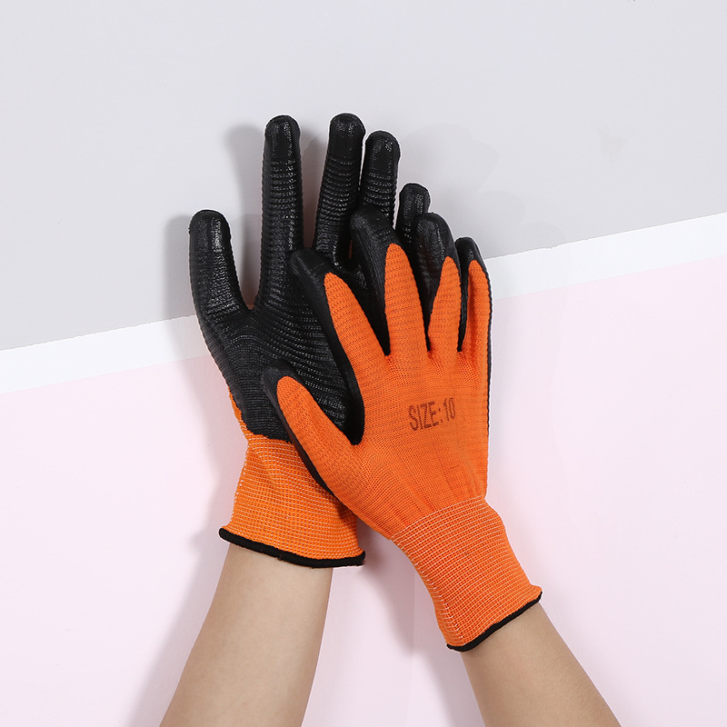 13针斑马纹丁青手套波浪纹丁青劳保手套施工耐磨防滑工人手套40g