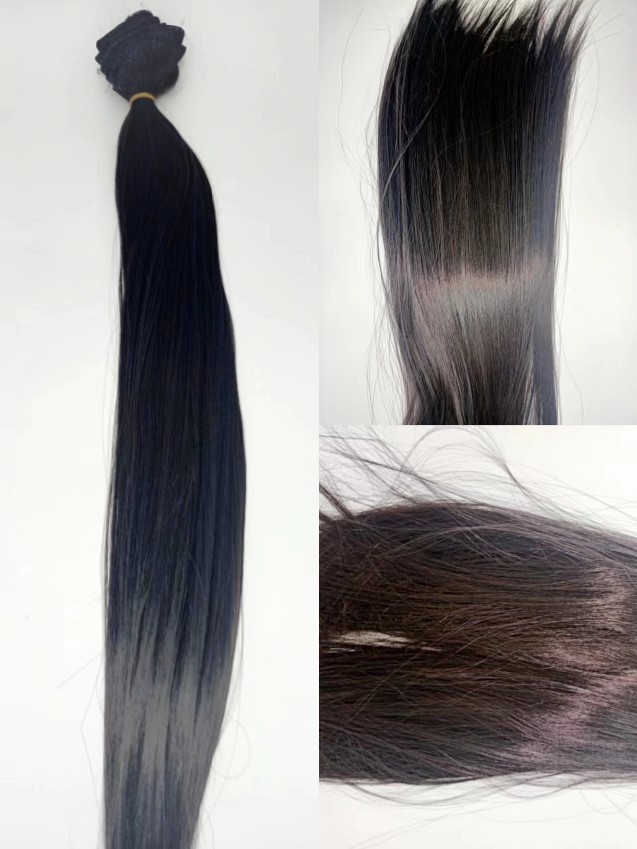 Negro peluca mujer pelo largo picks degradado invisible natural one piece recto corto extensiones colgantes orejas tinte