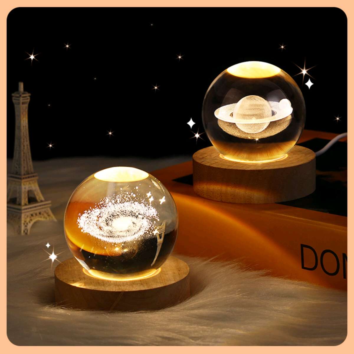 水晶球创意发光水晶小夜灯3D内雕玻璃球星球桌面摆件外贸批发摆件 详情图14