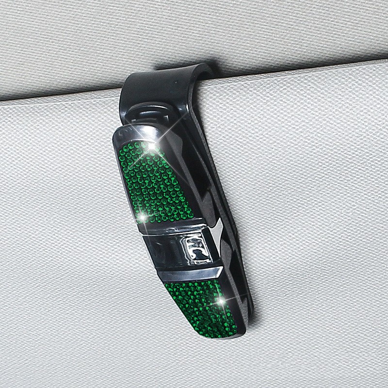 New car diamond-encrusted eyeglass clip, creative car eyeglass clip, ticket clip, multi-functional diamond-encrusted clip QW323 Specification image