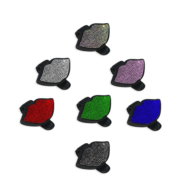 New car multi-functional genuine cowhide diamond-encrusted spectacle clip, creative car spectacle clip, ticket clip, multi-functional diamond-encrusted clip QW325 Specification image